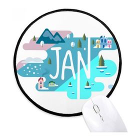 Dıythinker Ocak Ayı Sezon Illüstrasyon Yuvarlak Kaymaz Mouse Pad