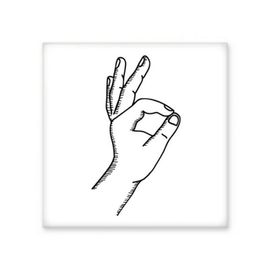 Dıythinker OK Gesture Line Çizim Deseni Parlak 10x10 cm Seramik Karo