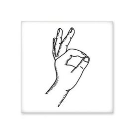 Dıythinker OK Gesture Line Çizim Deseni Parlak 10x10 cm Seramik Karo