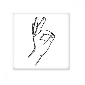 Dıythinker OK Gesture Line Çizim Deseni Parlak 10x10 cm Seramik Karo