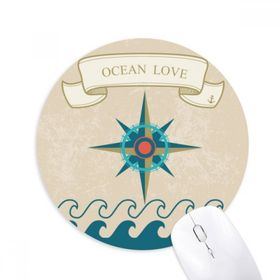 Dıythinker Okyanus Aşk Deniz Yelkenli Pusula Desenli Baskılı Yuvarlak Kaymaz Kauçuk Mouse Pad
