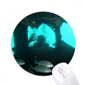 Dıythinker Okyanus Balık Dalış İnsanlar Doğa Resmi Baskılı Yuvarlak Kaymaz Kauçuk Mouse Pad