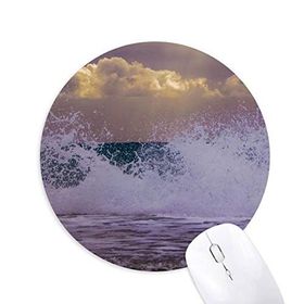 Dıythinker Okyanus Deniz Dalgalı Sprey Bilim Doğa Resmi Baskılı Yuvarlak Kaymaz Kauçuk Mouse Pad
