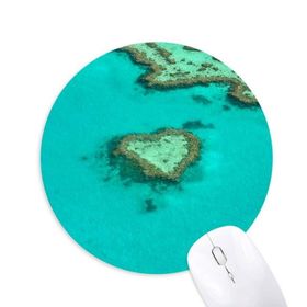 Dıythinker Okyanus Kalp Şeklinde Ada Doğa Resmi Baskılı Yuvarlak Kaymaz Kauçuk Mouse Pad