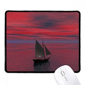 Dıythinker Okyanus Kırmızı Gökyüzü Tekne İnsanlar Resim Kaymaz Siyah Başlıklı Kenarlar Mouse Pad