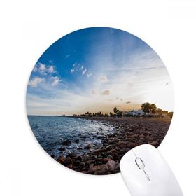 Dıythinker Okyanus Taşı Plaj Deniz Resmi Baskılı Yuvarlak Kaymaz Kauçuk Mouse Pad
