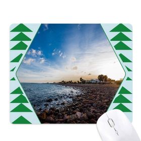 Dıythinker Okyanus Taşı Plaj Deniz Resmi Baskılı Yuvarlak Kaymaz Kauçuk Mouse Pad