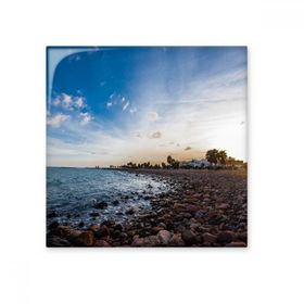 Dıythinker Okyanus Taşı Plaj Deniz Resmi Seramik 10x10 cm Seramik Karo