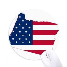 Dıythinker Oregon ABD Haritası Yıldızlar Çizgili Bayrak Baskılı Yuvarlak Kaymaz Kauçuk Mouse Pad