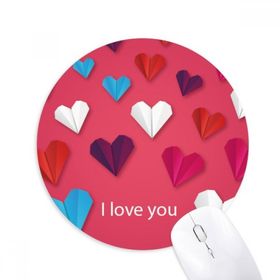 Dıythinker Origami Geometrik Soyut Kalp Desenli Baskılı Yuvarlak Kaymaz Kauçuk Mouse Pad