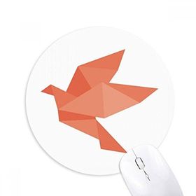 Dıythinker Origami Kırmızı Kuş Soyut Desen Baskılı Yuvarlak Kaymaz Kauçuk Mouse Pad