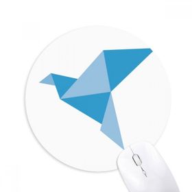 Dıythinker Origami Soyut Mavi Güvercin Desenli Baskılı Yuvarlak Kaymaz Kauçuk Mouse Pad
