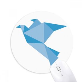 Dıythinker Origami Soyut Mavi Güvercin Desenli Baskılı Yuvarlak Kaymaz Kauçuk Mouse Pad