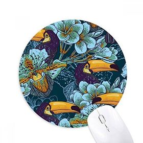 Dıythinker Orkide Kuş Kare Sürekli Desen Hayvan Baskılı Yuvarlak Kaymaz Kauçuk Mouse Pad
