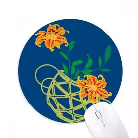 Dıythinker PaintingJ apanese Sarı Çiçek Baskılı Yuvarlak Kaymaz Kauçuk Mouse Pad