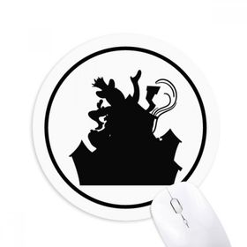 Dıythinker Palyaço Kalesi Eğlence Parkı Siyah Siluet Baskılı Yuvarlak Kaymaz Kauçuk Mouse Pad