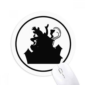 Dıythinker Palyaço Kalesi Eğlence Parkı Siyah Siluet Baskılı Yuvarlak Kaymaz Kauçuk Mouse Pad