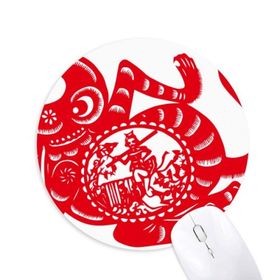 Dıythinker Papercut Çin Çin Zodyak Maymun Sanatı Baskılı Yuvarlak Kaymaz Kauçuk Mouse Pad