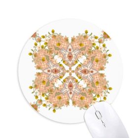 Dıythinker Paralel Tekrarla Çiçek Yaprağı İllüstrasyon Baskılı Yuvarlak Kaymaz Kauçuk Mouse Pad