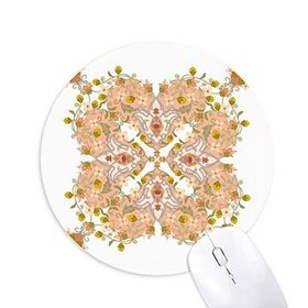 Dıythinker Paralel Tekrarla Çiçek Yaprağı İllüstrasyon Baskılı Yuvarlak Kaymaz Kauçuk Mouse Pad