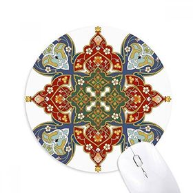 Dıythinker Paralel Tekrarla Çiçek Yaprağı İllüstrasyon Desen Baskılı Yuvarlak Kaymaz Kauçuk Mouse Pad