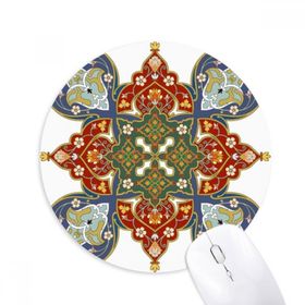 Dıythinker Paralel Tekrarla Çiçek Yaprağı İllüstrasyon Desen Baskılı Yuvarlak Kaymaz Kauçuk Mouse Pad
