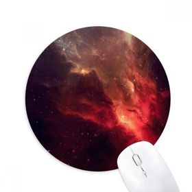 Dıythinker Parlak Kırmızı Nebula Evren İllüstrasyon Desen Baskılı Yuvarlak Kaymaz Kauçuk Mouse Pad