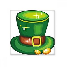 Dıythinker Parlak Yeşil Şapka İrlanda St Patricks Day Seramik Bisque Fayans Dekorasyon 10x10 cm Seramik Karo