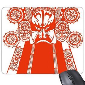 Dıythinker Pekin Operası Pekin Operası Yüz Maskesi Kırmızı Lianyingzhai Kağıt Kesim Sanat Çin Geleneksel Kültür İllüstrasyon Desen Baskılı Dikdörtgen Kaymaz Kauçuk Mouse Pad