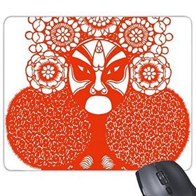 Dıythinker Pekin Operası Pekin Operası Yüz Maskesi Kırmızı Zhaixinglou Kağıt Kesim Çin Geleneksel Kültür Sanat İllüstrasyon Desen Baskılı Dikdörtgen Kaymaz Kauçuk Mouse Pad