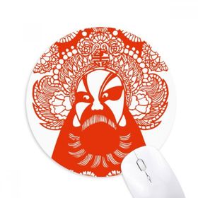 Dıythinker Pekin Operası Yüz Maskesi Desenli Baskılı Yuvarlak Kaymaz Kauçuk Mouse Pad
