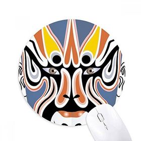 Dıythinker Pekin Operası Yüz Maskesi Renkli Suowulong Baskılı Yuvarlak Kaymaz Kauçuk Mouse Pad