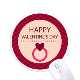 Dıythinker Pembe Baskılı Yuvarlak Mutlu Sevgililer Günü Baskılı Yuvarlak Kaymaz Kauçuk Mouse Pad