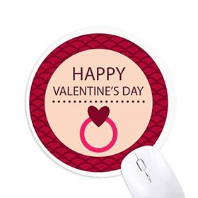 Dıythinker Pembe Baskılı Yuvarlak Mutlu Sevgililer Günü Baskılı Yuvarlak Kaymaz Kauçuk Mouse Pad