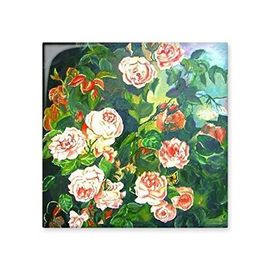 Dıythinker Pembe Begonya Gerçekçilik Yağlı Boya Okulu Boyama Seramik Dekorasyon 10x10 cm Seramik Karo