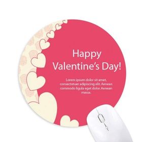Dıythinker Pembe Beyaz Mutlu Sevgililer Günü Baskılı Yuvarlak Kaymaz Kauçuk Mouse Pad