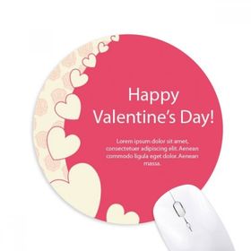 Dıythinker Pembe Beyaz Mutlu Sevgililer Günü Baskılı Yuvarlak Kaymaz Kauçuk Mouse Pad
