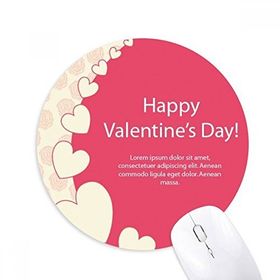 Dıythinker Pembe Beyaz Mutlu Sevgililer Günü Baskılı Yuvarlak Kaymaz Kauçuk Mouse Pad