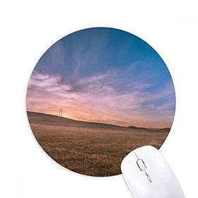 Dıythinker Pembe Çim Gökyüzü Baskılı Yuvarlak Kaymaz Kauçuk Mouse Pad