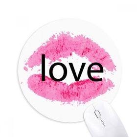 Dıythinker Pembe Dudak Sevgililer Günü Öpücük Baskılı Yuvarlak Kaymaz Kauçuk Mouse Pad
