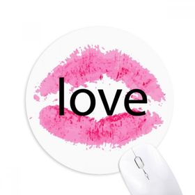 Dıythinker Pembe Dudak Sevgililer Günü Öpücük Baskılı Yuvarlak Kaymaz Kauçuk Mouse Pad