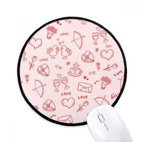 Dıythinker Pembe Kırmızı Kalpler Aşk Sevgililer Günü Yuvarlak Kaymaz Mouse Pad