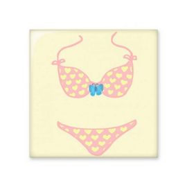 Dıythinker Pembe Seksi Bikini Seti İllüstrasyon Desen Parlak 10x10 cm Seramik Karo