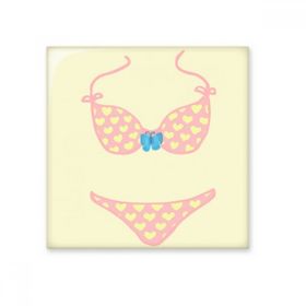 Dıythinker Pembe Seksi Bikini Seti İllüstrasyon Desen Parlak 10x10 cm Seramik Karo