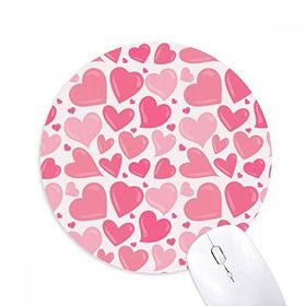 Dıythinker Pembe Sevimli Kalp Sevgililer Günü Baskılı Yuvarlak Kaymaz Kauçuk Mouse Pad