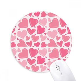 Dıythinker Pembe Sevimli Kalp Sevgililer Günü Baskılı Yuvarlak Kaymaz Kauçuk Mouse Pad