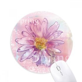 Dıythinker Pembe Suluboya Krizantem Çiçek Bitki Baskılı Yuvarlak Kaymaz Kauçuk Mouse Pad