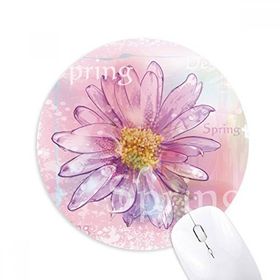 Dıythinker Pembe Suluboya Krizantem Çiçek Bitki Baskılı Yuvarlak Kaymaz Kauçuk Mouse Pad