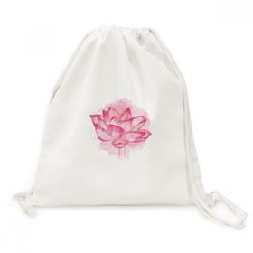 Dıythinker Pembe Suluboya Lotus Çiçek Bitki Kanvas İpli Sırt Çantası