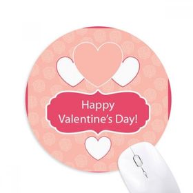 Dıythinker Pembe ve Beyaz Sevgililer Günü Baskılı Yuvarlak Kaymaz Kauçuk Mouse Pad